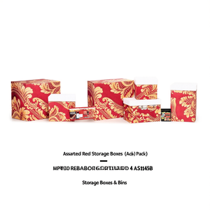 Assorted Red <b>Storage</b> <b>Boxes</b> (4-Pack) AS1145B - Product Image 2