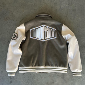 <b>Men</b> Varsity <b>Jacket</b> High Quality Chenille Embroidered Logo Custom <b>Leather</b> Sleeves Varsity Letterman <b>Jacket</b> - Product Image 3