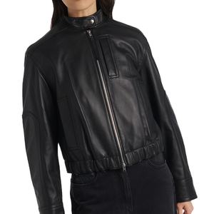 Chaqueta de Cuero Genuino para Mujer de Primera Calidad OEM, Chaqueta Bomber Transpirable, Corta, con Cremallera, Duradera, Acabado Personalizado en Nurak - Product Image 3