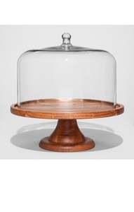 Support à gâteau en bois avec dôme en verre, conçu pour garder les gâteaux frais, sécurisés et magnifiquement présentés aux invités - Product Image 4