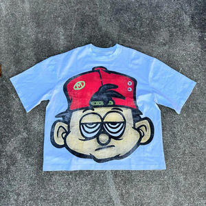 Custom Bulk Heavyweight Double Layer 100% Cotton Eco-Friendly Oversized <b>T</b>-<b>Shirt</b> Digital Print Mock Neck <b>Cropped</b> Boxy <b>Fit</b> for Men - Product Image 1