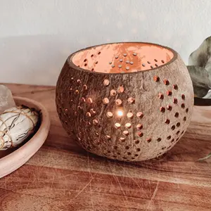 Antique Natural <b>Coconut</b> <b>Candle</b> Holder Handmade Tea Light Holders Coco Shells Bulk Quantity - Product Image 5