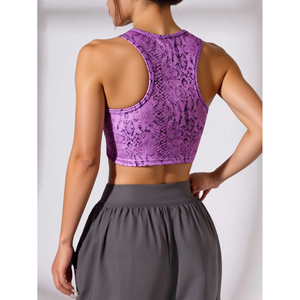 Viola stampa serpente sportivo da donna Top traspirante leggero senza cuciture Activewear Plus Size per Yoga e Fitness - Product Image 2