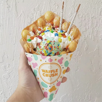 Individuell Bedruckter Waffelhalter für Crêpes und Bubble Waffles, Pommes Frites Verpackung, Kegelförmiger Papierträger für Speisen