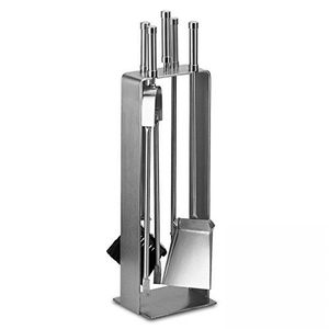 Robust iron fireplace <b>tools</b> set with sculptural design and vintage tone made for classic homes and lodges - Product Image 1