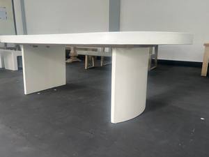 Table basse ronde en béton blanche pour 4 personnes Table de conférence de salon moderne et luxueuse pour l'intérieur et l'extérieur - Product Image 5