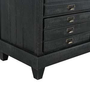 MRS WOODS armadio da soggiorno in legno nero di grandi dimensioni in legno di recupero armadio in legno rustico alto stile <span class=keywords><strong>Vintage</strong></span> - Product Image 5