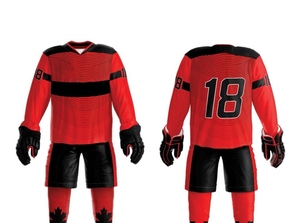 Uniformes de hockey sur glace personnalisés en gros pour adultes, fabrication haut de gamme, vêtements de sport par sublimation, respirants, 100% polyester, doux et confortables - Product Image 3