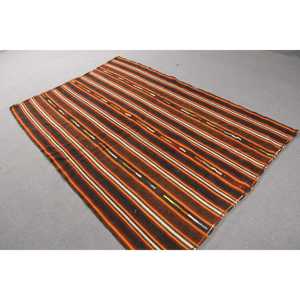 4.9x7.2 ft Turkish Vintage Rug, Area Rug, <b>Brown</b> Kilim Moroccan Rug - Product Image 1