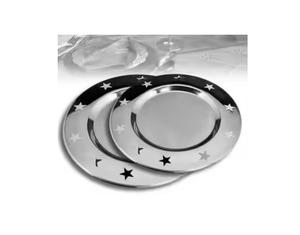 Plaque de chargeur en métal écologique pour ustensiles de cuisine Plaque de chargeur en acier inoxydable Plaque de chargeur ronde martelée - Product Image 1