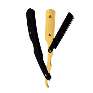 Navaja de Afeitar Recta de Acero Inoxidable Sólido con Recubrimiento Negro y Logotipo Personalizado - Product Image 1