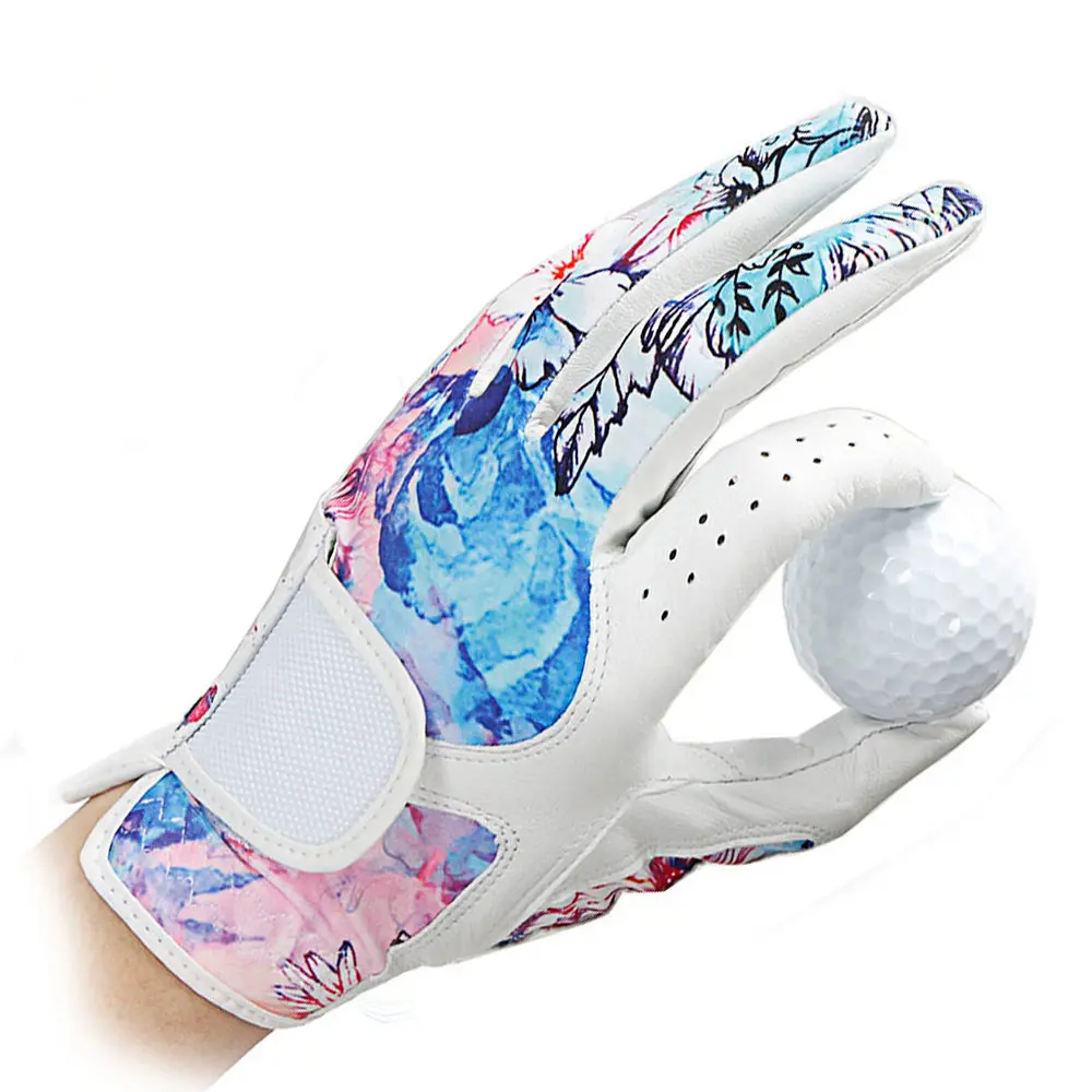 Gants de golf pour femmes haute qualité cabretta cuir imprimé gants de golf joueurs professionnels gants de golf top vente fabricant