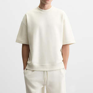 Custom Logo Wholesale 220gsm High Quality 100% Cotton Regular Fit Eco Friendly Breathable Solid Street Style Drop <b>T</b> <b>Shirt</b> Men - Product Image 2