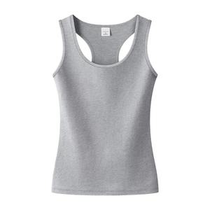 Chaleco informal sin mangas ajustado de algodón de color sólido para mujer, Top corto de corte inferior de Color sólido para mujer, chaleco de Fitness de verano - Product Image 4