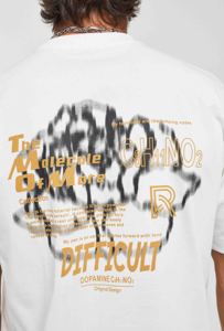 Camiseta Blanca de Manga Corta para Hombre, Casual, Transpirable, de Algodón, Corte Regular, con Estampado - Product Image 3