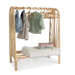 Accessoires de chambre d'enfant, porte-vêtements naturel, prix de gros le moins cher, étagères en rotin pour suspendre les vêtements de bébé - Product Image 1