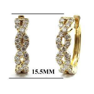 Simple Beautiful Bling Twist Design 18k Yellow Gold VS SI Round Diamond Jewelries Hoops Cute Earrings for Wedding Party - Product Image 2