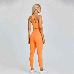 Outdoor Summer <b>Plus</b> <b>Size</b> Fitness Clothing Leggings Cross Gym Bra Top 2pcs Soft Yoga Set <b>Tight</b> Sport Suit Workout Training <b>Women</b> - Product Image 4