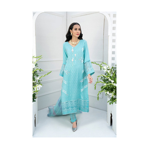 RM ชุดเดรสผู้หญิงอินเทรนด์ชุดเดรสใส่สบายสไตล์ปากีสถานชุดเดรสผ้าไหม3ชิ้นพร้อมส่งจีบทั่วโลก - Product Image 5