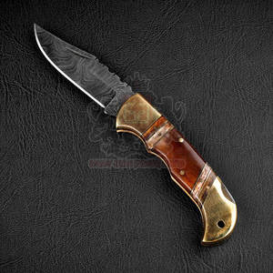 Couteau pliant en acier damas durable, design compact et léger en bois pour le transport quotidien, le camping, la randonnée, la pêche et la chasse OEM - Product Image 4