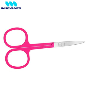 Ciseaux à ongles à cuticules en acier inoxydable imprimés à la main de conception personnalisée de poignée de couleur rose PAR INNOVAMED - Product Image 2