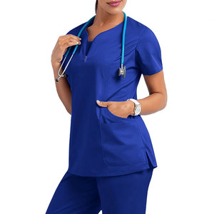 Blouses d'hôpital personnalisées OEM en gros pour femmes, en coton léger, polyester et élasthanne, sans coutures, pour infirmières - Product Image 2