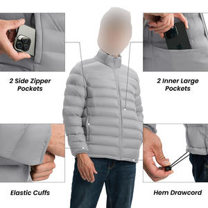 Vente en gros de veste à bulles pour hommes, vêtements d'hiver chauds avec capuche, coupe-vent avec fermeture éclair, veste matelassée coupe-vent, veste d'extérieur - Product Image 5