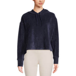 Sudaderas con capucha recortadas de manga larga de terciopelo para mujer, moda de invierno, ropa de calle de longitud corta, sudaderas con capucha cortas para mujer - Product Image 2