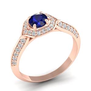 Anillos de Zafiro Azul de Corte Redondo de 0.5 Quilates REYES para Mujer, Certificado GRA, Oro Sólido de 14K y 18K, Joyería Fina de Moissanita - Product Image 2