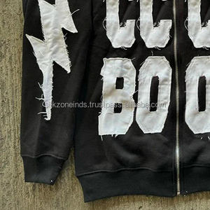 Sudadera con capucha de lana de algodón 100% con logotipo bordado desgastado de diseño original del fabricante para hombres de talla grande ropa personalizada - Product Image 5