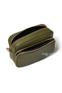 Mini sac à bandoulière pour appareil photo avec deux compartiments zippés – Cuir véritable italien – Fait main – PS496 - Product Image 2
