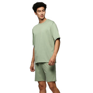 Ensemble T-shirt et short d'été en coton unisexe avec logo personnalisé ensemble court décontracté respirant deux pièces pour hommes en polyester et coton vente en gros - Product Image 1