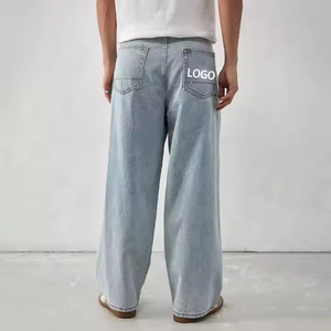 Jeans Ajustados de Estilo Hip Hop para Hombre, 100% Algodón, Ecológicos, Lavados, Estilo Urbano, con Parche con Logotipo Personalizado en Relieve - Product Image 2