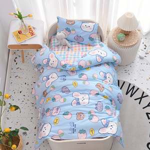 Ensemble de literie pour tout-petits de style coréen en 3 pièces pour bébés garçons, comprend une drap plat, un drap housse, un motif de dessin animé, une taie d'oreiller - Product Image 3