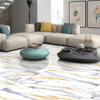 Zeitgenössische Weißgold-Marmoroptik 600x1200 Porzellan-Wand- und Bodenfliesen für Wohnzimmer-Innendekoration (S)