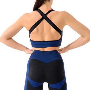 Venta caliente precio barato de alta calidad conjunto de Yoga frontal sólido entrenamiento de las mujeres Fitness transpirable Spandex/poliéster conjunto de 2 piezas - Product Image 6