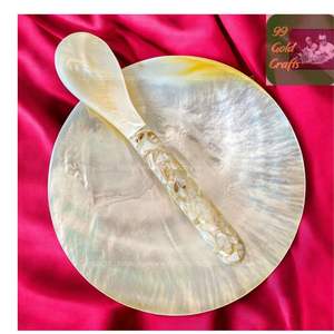 Plat en nacre jaune poli fait à la main, coquille de mer naturelle, plat à caviar, plateau de luxe écologique - Product Image 2