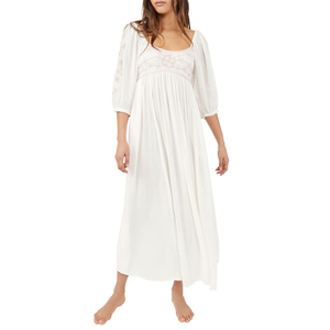 Vestido Maxi Wedgewood Blanco para Mujer de Free People, Casual, Elegante, con Cuello Cuadrado, Cintura Imperio, Transpirable, para el Día a Día o Club, en Varias Tallas - Product Image 1