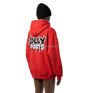 High Quality Women <b>Hoodie</b> 320 GSM Cotton Polyester Fleece Fabric <b>Red</b> Color CustomLogo Embroidery Printing women's basics <b>Hoodies</b> - Product Image 5