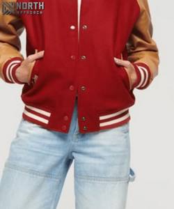 Winter Fall High Quality Women Letterman Varsity Jackets Winter Long Sleeves <b>Coats</b> Leather Bomber Custom Varsity Jacket Ladies - Product Image 6