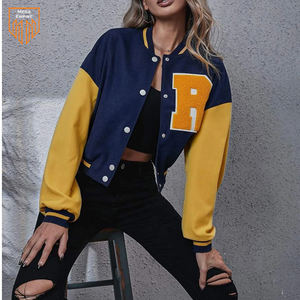 Nouvelle arrivée veste universitaire courte à épaules tombantes pour femmes veste Letterman personnalisée de haute qualité MEGA respirant imprimé - Product Image 3