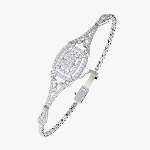 Or blanc délicat plaqué bijoux fins coussin taille ronde diamants simulés pour les fêtes de mariage bracelets et bracelets Moissanite - Product Image 1