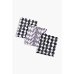 Paquete de 3 paños de cocina suaves y de secado rápido, diseño cuadrado impreso personalizable, tejido de algodón y poliéster - Product Image 1