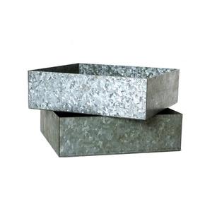 Plateau de service galvanisé de forme ovale avec poignée en fer fini rustique Lot de 3 plateaux galvanisés les plus vendus - Product Image 2