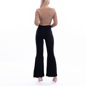 2025 Customizable 100% Cotton <b>Flared</b> Pants for Women High Waist Straight Pattern Flare Bottom Pant <b>Trouser</b> Casual Embroidered - Product Image 2