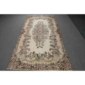 Alfombra Turca Vintage, Grande, 5.3x10.2 pies (161x312 cm), Alfombra de Lana Marrón Sólida - Product Image 1