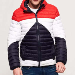 Veste matelassée à deux tons pour homme, à capuche, couleur contrastée, manteau d'hiver, vêtement d'extérieur rembourré, coupe-vent, chaud, parka d'aventure - Product Image 1