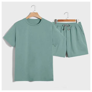 Short d'été à manches courtes pour hommes, ample, ensemble deux pièces OEM vente en gros de short d'été décontracté deux pièces - Product Image 4