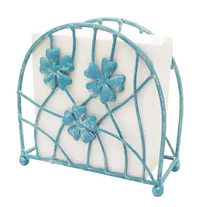 Hand Painted Design Floral tecido do Metal Holder Stand Melhor Qualidade artesanal Guardanapo Titular Para Mesa Deco Novo Guardanapo Stand