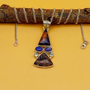 สร้อยคอจี้อัญมณีหลากสีแฟชั่นทันสมัยสำหรับผู้หญิงและเด็ก925 - Product Image 2